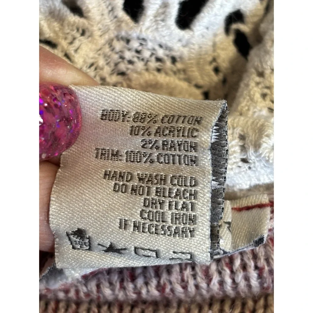 American Rag Long Sleeve‎ Hoodie Kangaroo Pocket Size M Pink/Blue Cochet Tassle